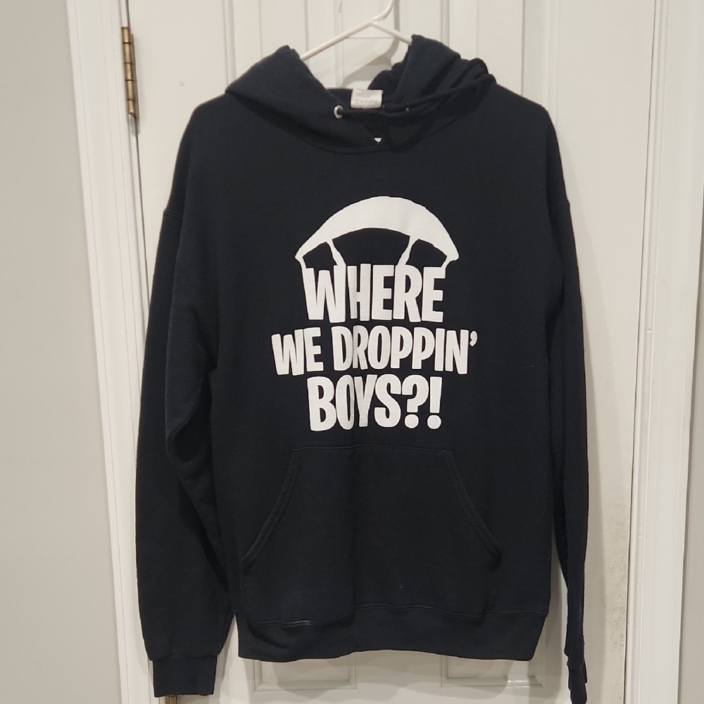 Jerzees Black Hoodie with Bold Graphic